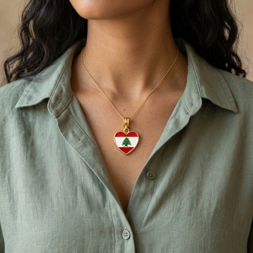 Arab Country Flag Heart Necklace
