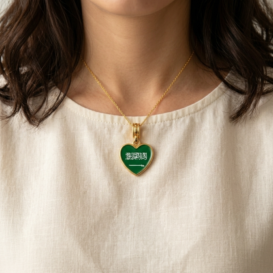 Arab Country Flag Heart Necklace