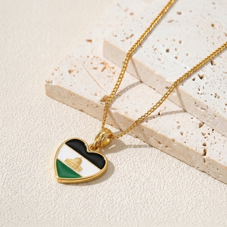Arab Country Flag Heart Necklace