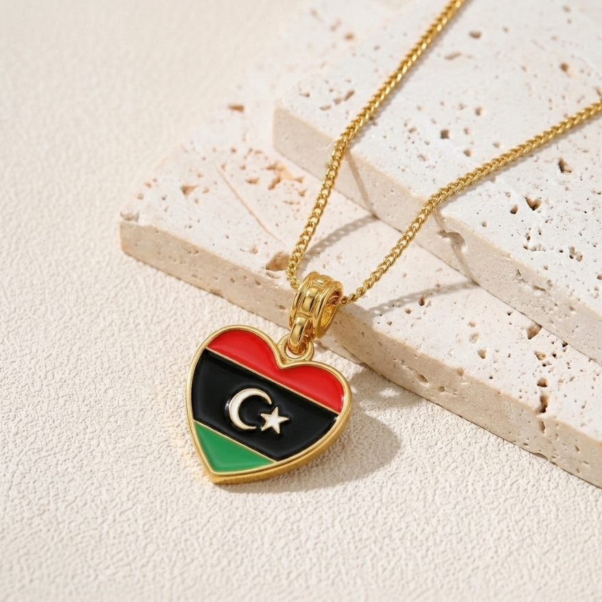 Arab Country Flag Heart Necklace