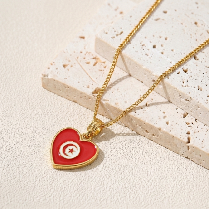 Arab Country Flag Heart Necklace